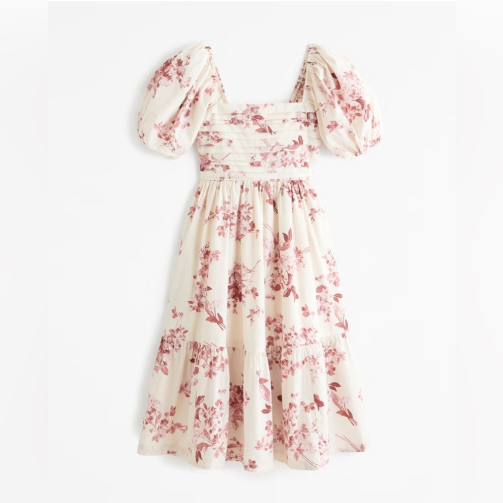 NWT The A&F Emerson Poplin Puff Sleeve Midi Dress - XXS - NWT - Picture 1 of 1